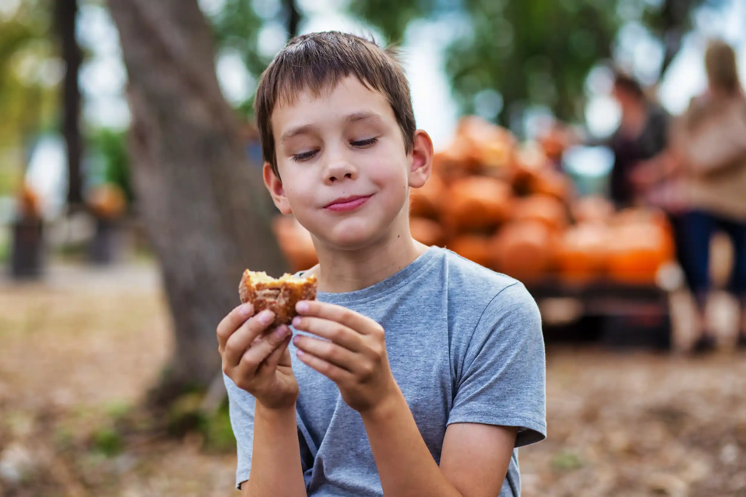 Boy eating a donut